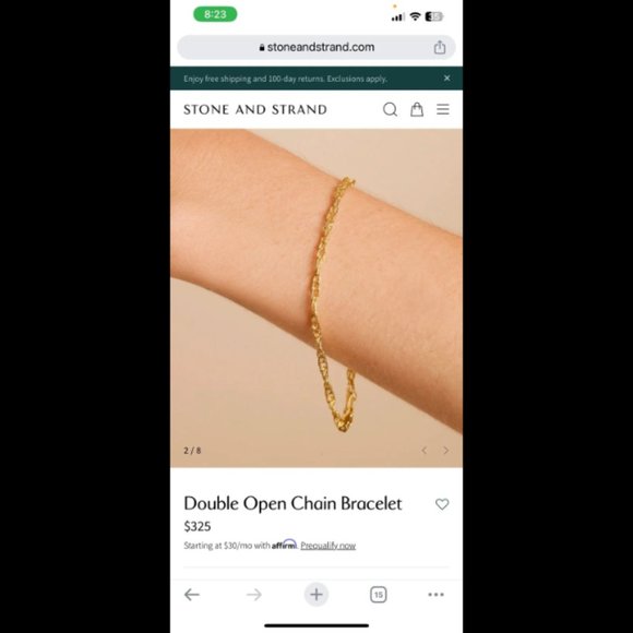 Stone and Strand Double Open Chain Bracelet 14k solid yellow gold - Picture 2 of 3